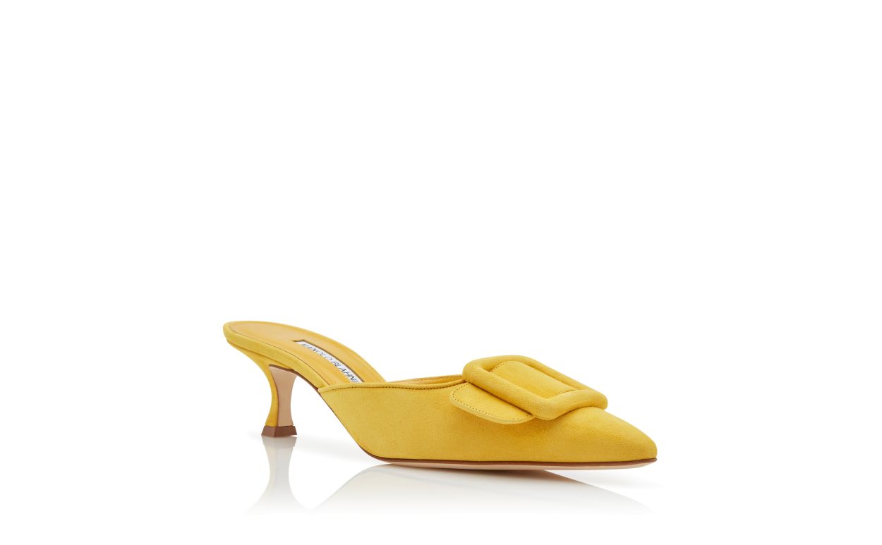Mocasines de ante amarillo con hebilla