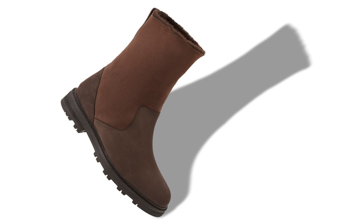 Botas de tobillo medio de ante marrón oscuro