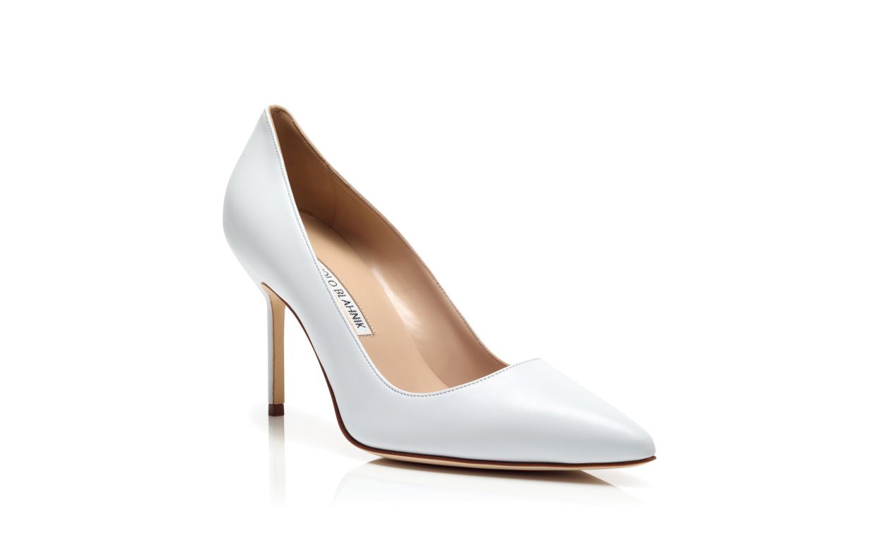 Zapatillas de punta puntiaguda de cuero napa blanco
