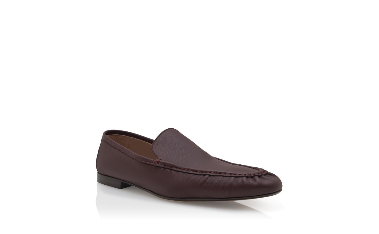 Zapatillas de cuero de vitela rojo oscuro