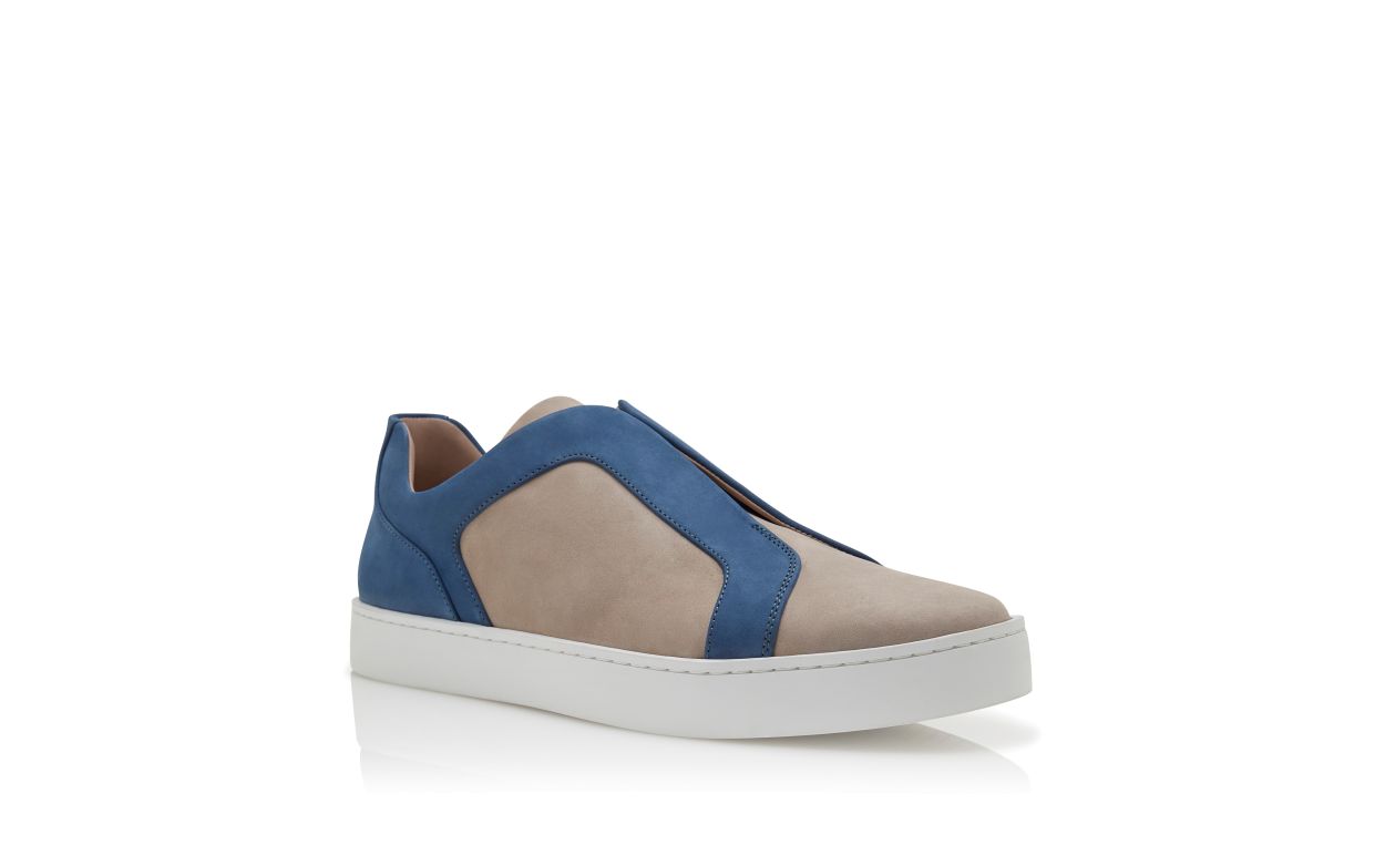 Zapatillas de cuero de becerro gris y azul