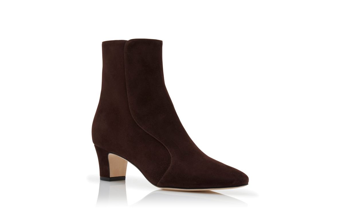 Botas de tobillo redondas de ante marrón