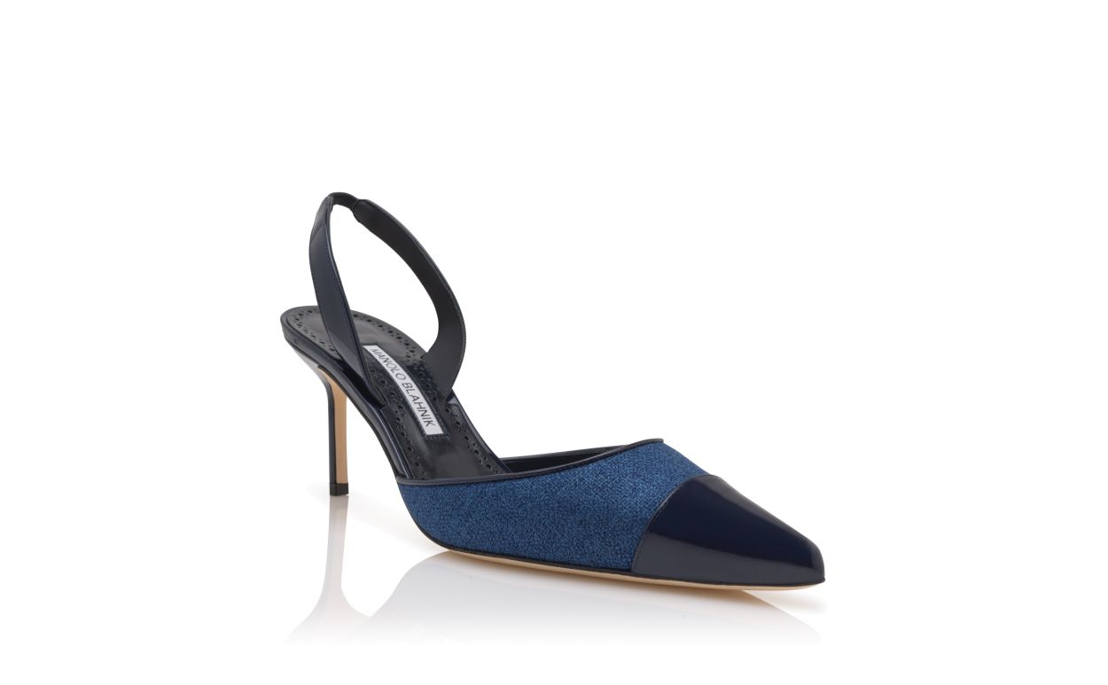 Zapatillas de pico de lino azul marino