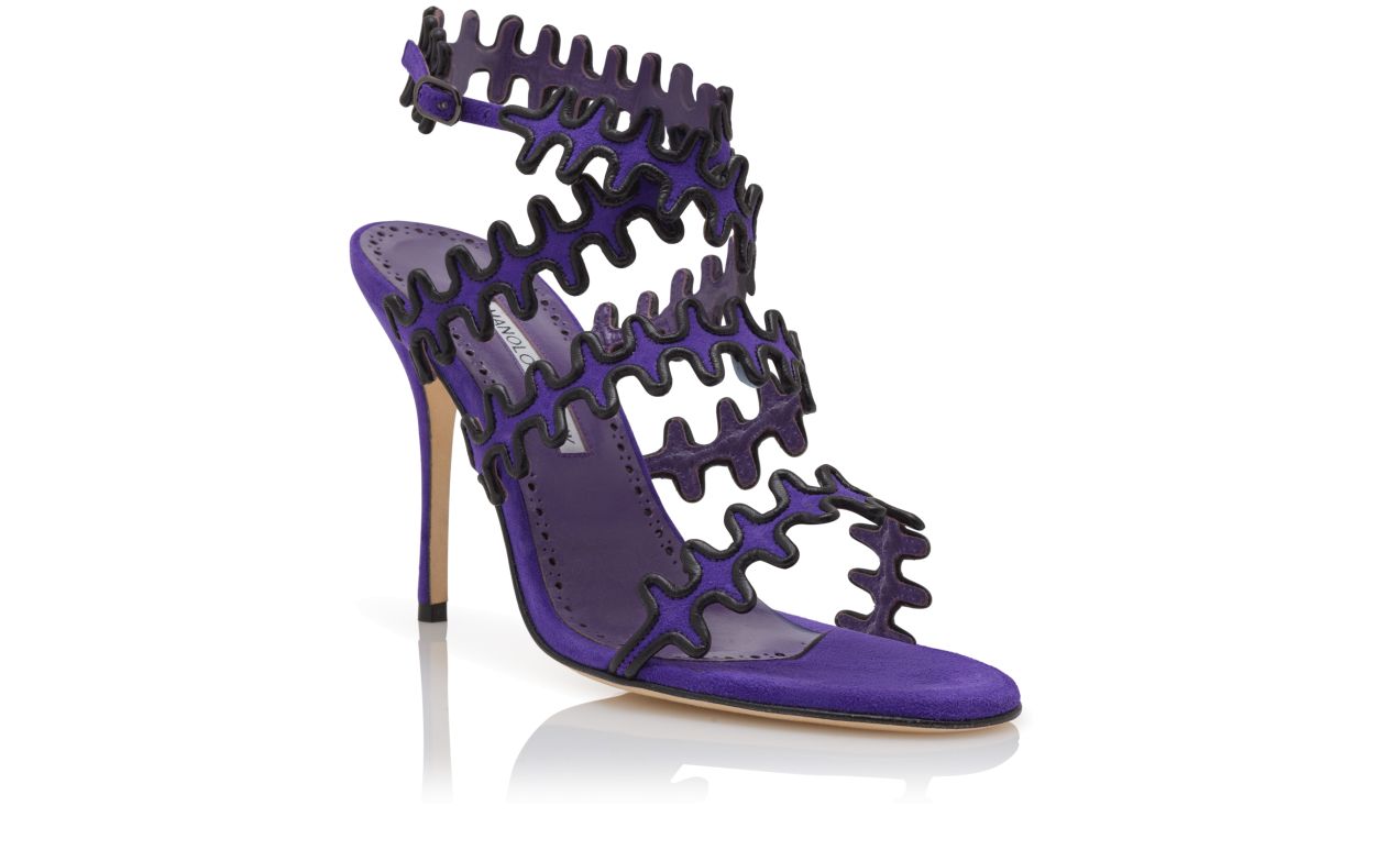Sandalias de Piel de Cabra Morado con Correa para el Tobillo