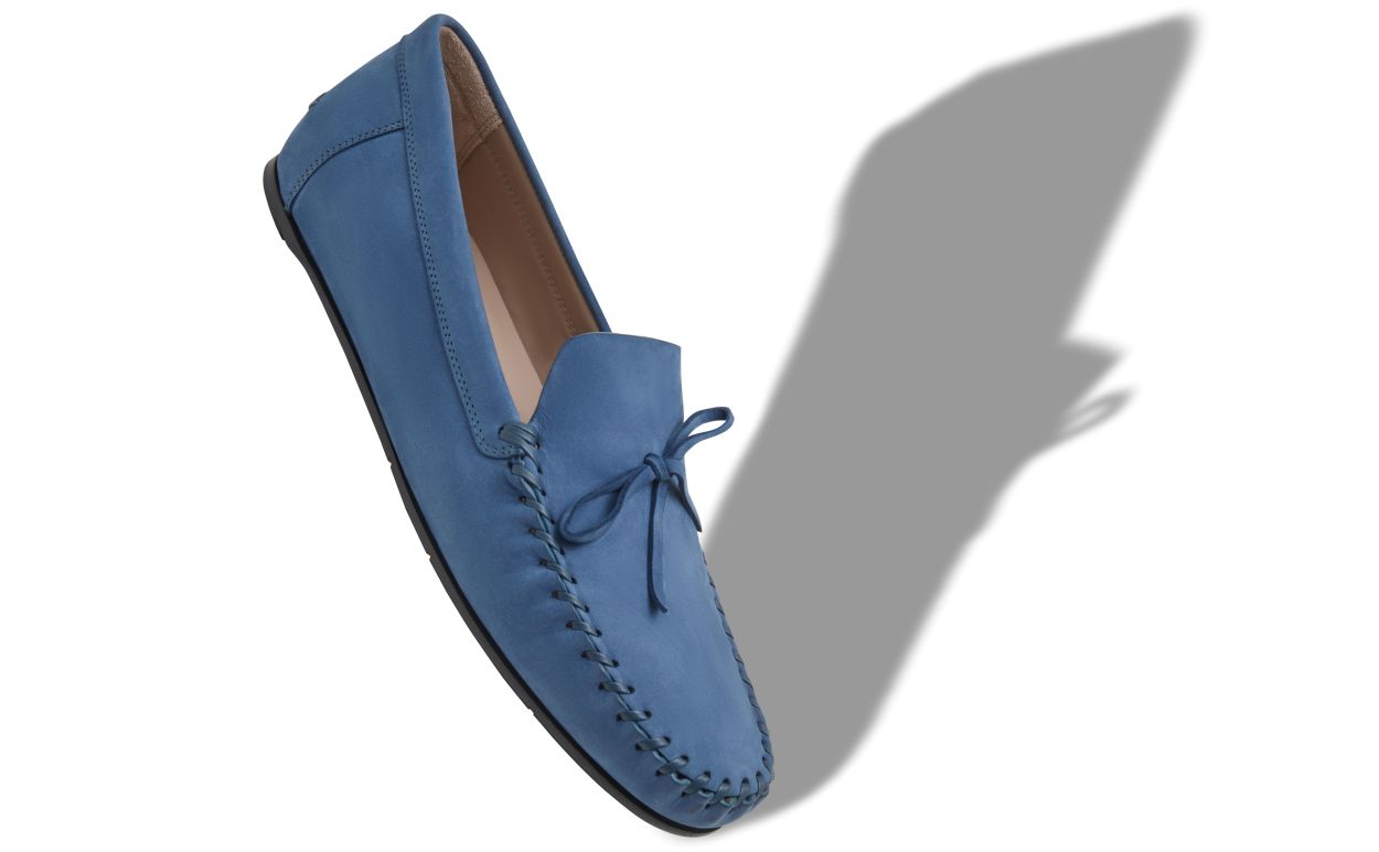 Zapatos de conducción de cuero nubuck azul