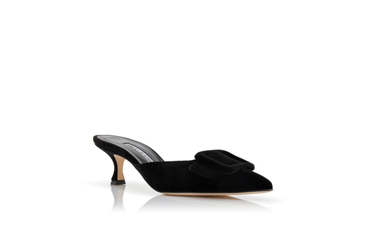 Mocasines con detalle de hebilla en terciopelo negro