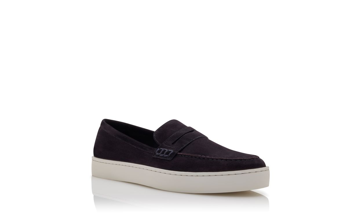 Zapatillas de vestir sin cordones de ante azul marino