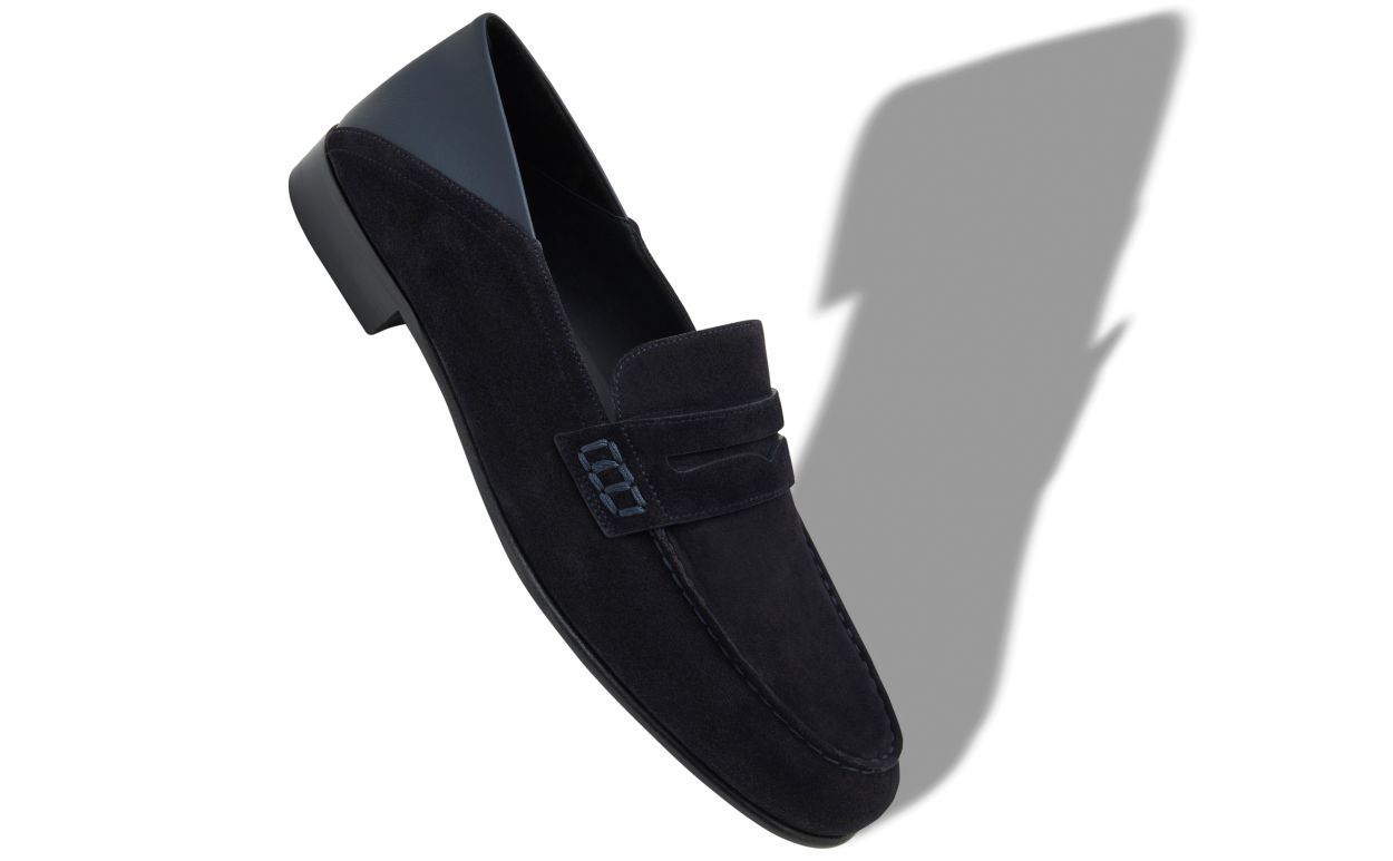 Zapatillas de vestir de ante azul marino