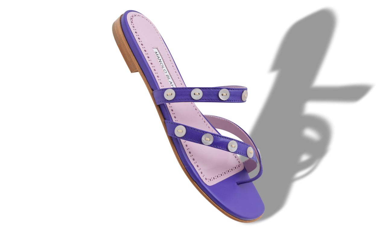 Sandalias Planas de Cuero Napa Morado