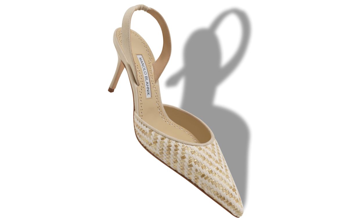Zapatillas de pala con tirador de rafia beige claro y crema