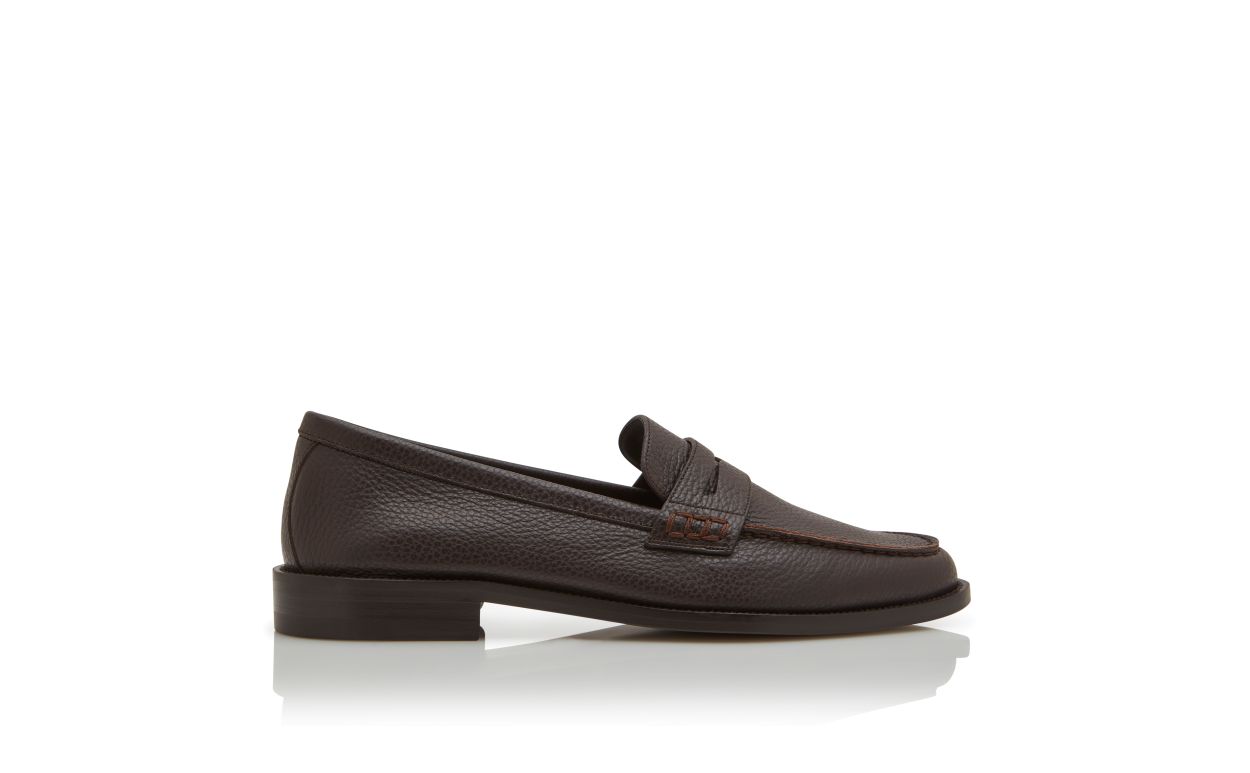 Zapatillas de cuero de vitela marrón oscuro