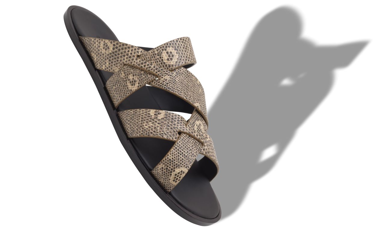 Sandalias de piel de ternera con estampado de lagarto