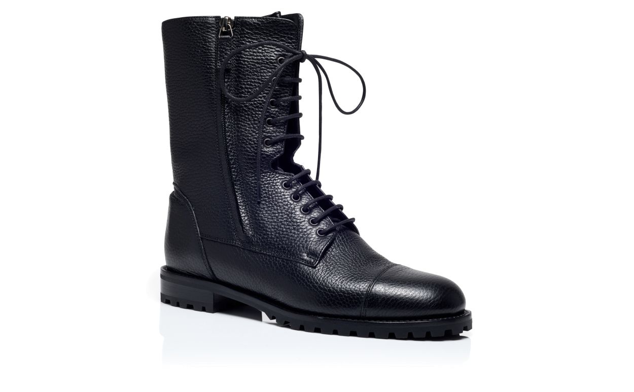 Botas militares de cuero de ternera negro