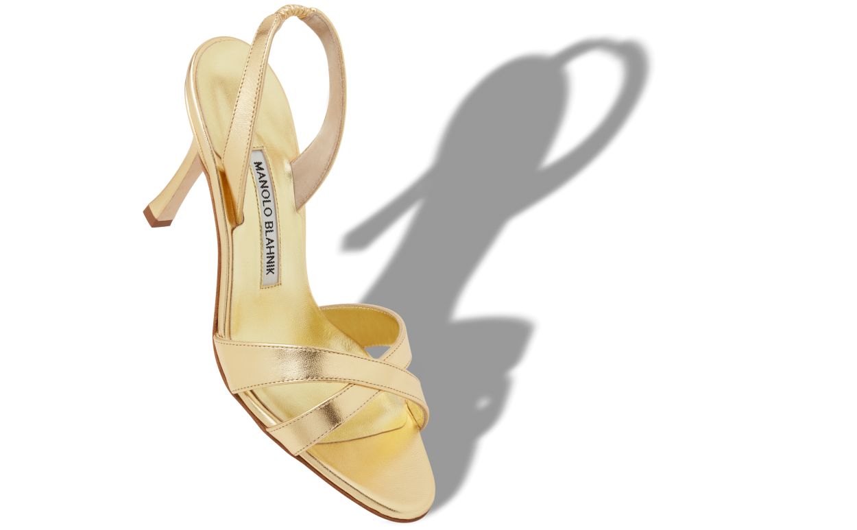 Sandalias de cuero de cabrito dorado tipo slingback