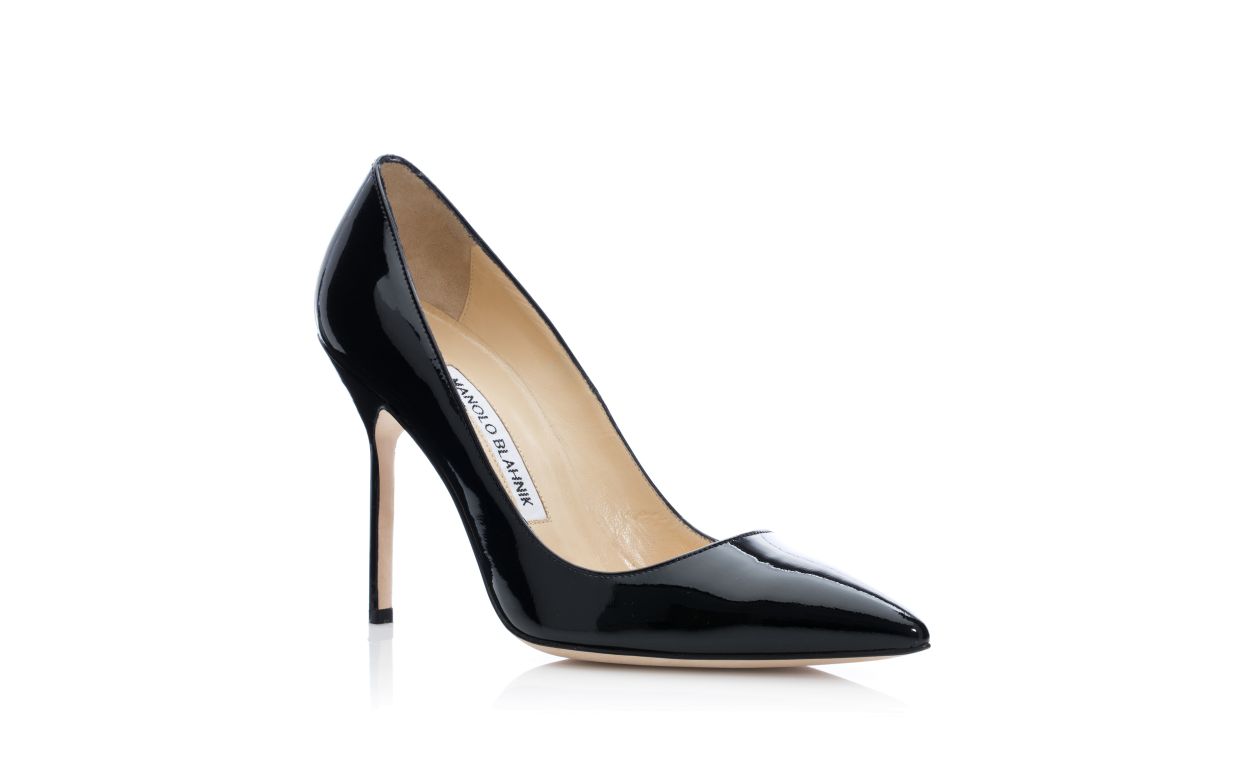 Zapatillas de punta puntiaguda negras brillantes