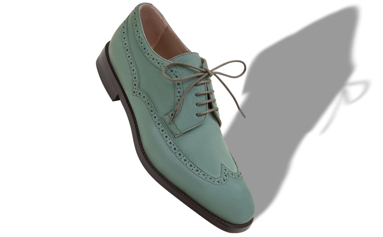 Oxfords de ante verde oscuro con cordones
