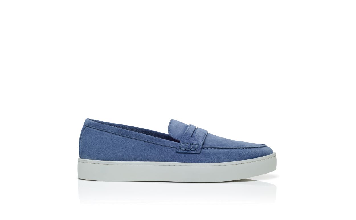 Zapatillas de cuero azul con cordones