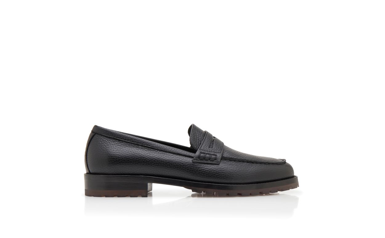 Zapatillas de cuero de vitela negro