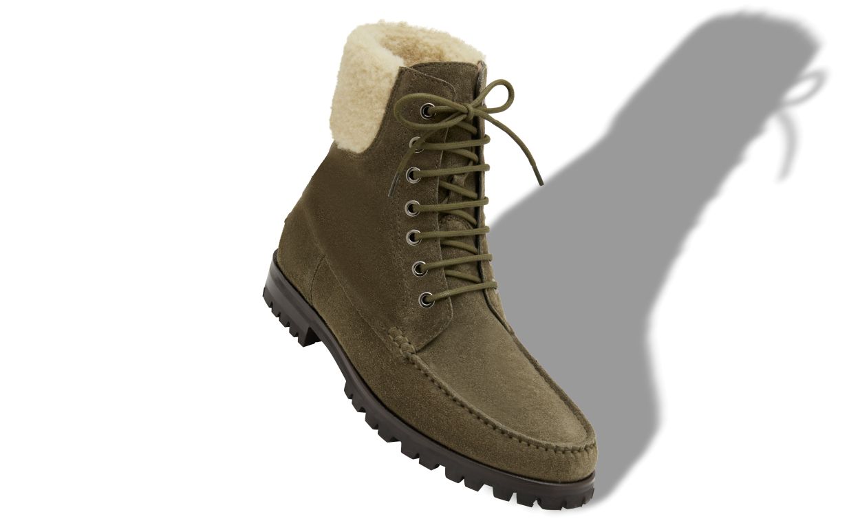Botas de tobillo de ante verde oscuro